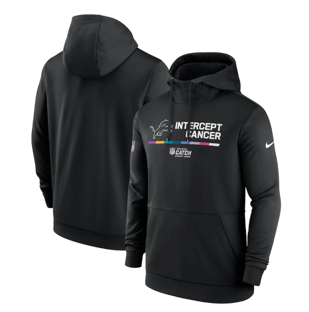 Men's Black Detroits Lions 2022 Crucial Catch Therma Performance Pullover Hoodie